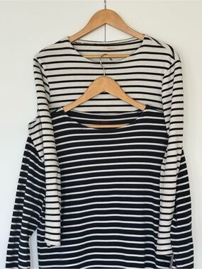 Bundle of 2 Joe Fresh Long-Sleeve Striped Shirts - Classic Casual Tops - Size S